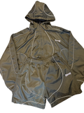 Trapzone Reflective Windbreaker Short Set Forest Green