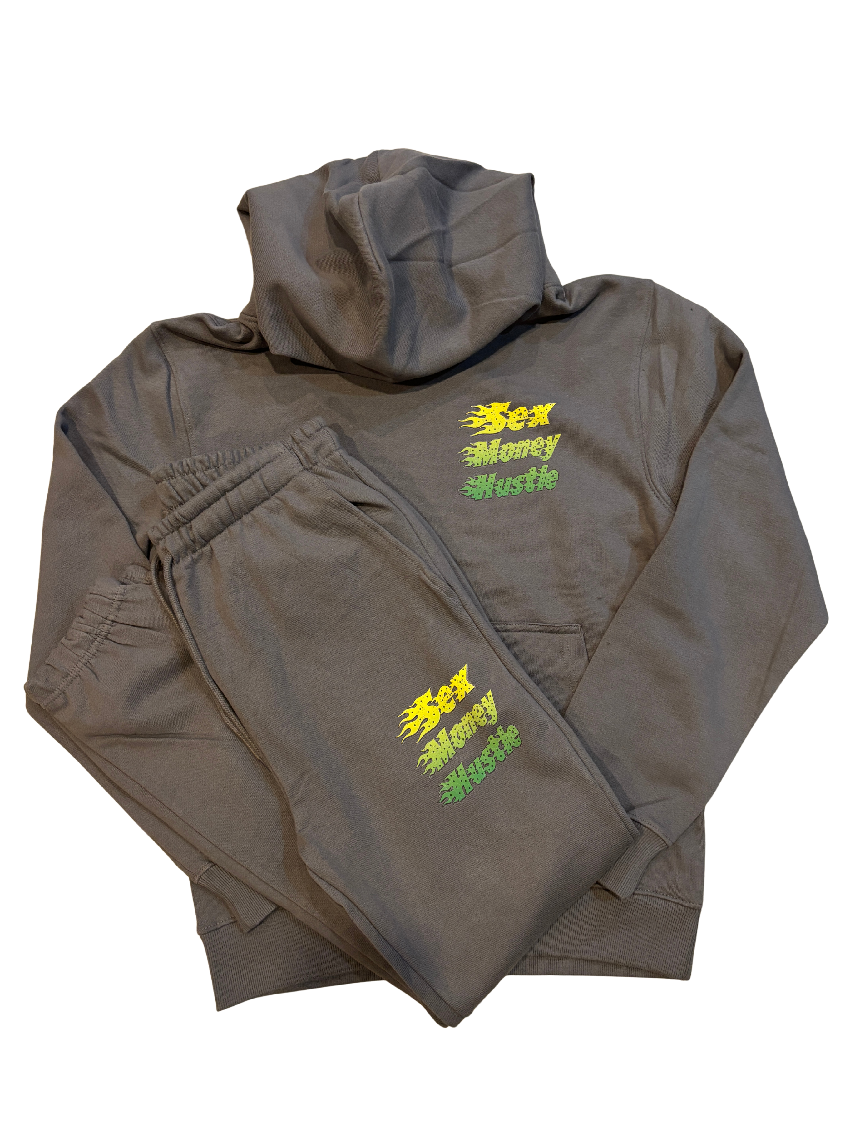 Trapzone “Sex Money Hustle” Sweatsuit – Stone Gray