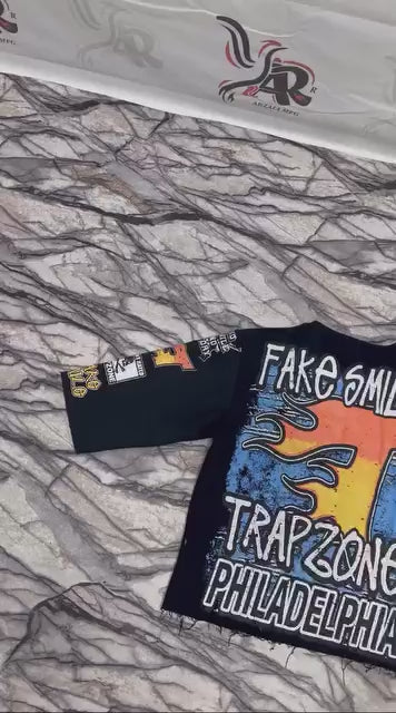 Trapzone “Fake Smile” OVER SIZE CROP Tee – Made in Philadelphia